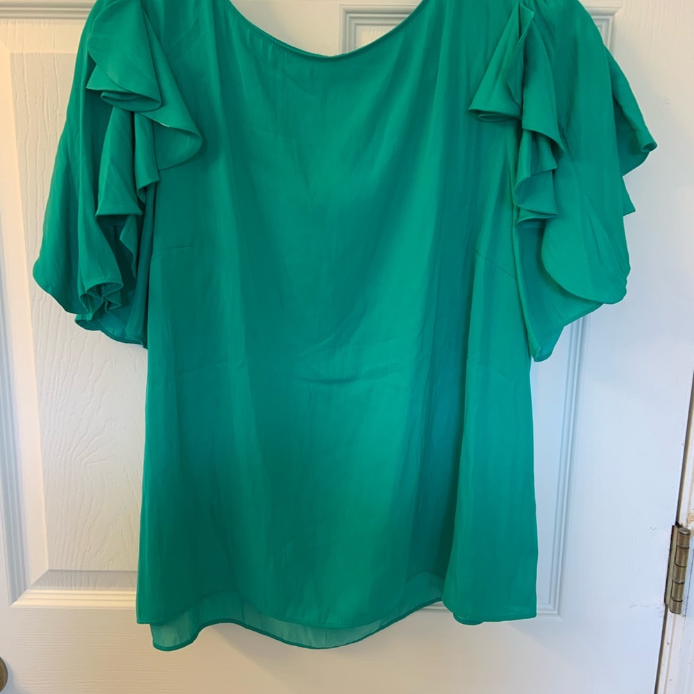 Lilly Pulitzer Green Flutter Sleeve Blouse